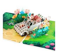 Vicloon Just Married 3D Pop-Up Wedding Card, Wedding Car with Bride and Groom, Luxury 3D Weddings Card Pop Up Car with Envelope, Elegant Cards for Bride and Groom,Anniversary,Couples,Marriage, Green