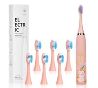 Vicloon Kids Electric Toothbrush,Rechargeable Childrens Electric Toothbrush with 6 Replaceable Brush Heads,Timer 4 Modes, 18000 Strokes,Ipx6 Waterproof,Soft Bristles,Gentle on Teeth & Gums(Pink)