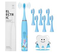 Vicloon Kids Electric Toothbrush,Rechargeable Childrens Electric Toothbrush with 6 Replaceable Brush Heads,Timer 4 Modes, 18000 Strokes,Ipx6 Waterproof,Soft Bristles, Gentle on Teeth & Gums(Blue)