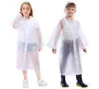 Vicloon Kids Portable Raincoat, 2 Pack Rain Poncho Kids Waterproof with Hoods and Sleeves, Reusable Rain Resistant Poncho for Camping, Emergency Situations, Travel