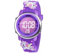 Vicloon Kids Watch, Toddler Digital Watch LED Electrical Watches 7 Color Lights with Alarm Stopwatch Unicorn Valentine's Day Gift for 3-10 Year Girls (Dark Purple)