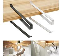 Vicloon Kitchen Roll Holder Under Cabinet,2Pcs Paper Towel Holder Countertop,Kitchen Self-Adhesive Wall Mounted Paper Towel Rack,Stainless Steel Paper Towel for Bathroom,Washroom-Black and White
