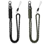 Vicloon Lanyard Neck Strap, 2pcs Paracord Lanyard, Strap Badge Lanyards with Metal Key Rings and Phone Ring for ID Holder Keys (Black+Green), 2l Green+black