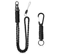 Vicloon Lanyard Neck Strap, 2pcs Paracord Lanyard, Strap Badge Lanyards with Metal Key Rings and Phone Ring for ID Holder Keys (Black), L+s Black, V5-NLSSGS-CD-BK-FBA