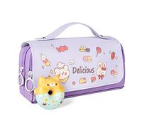 Vicloon Large Pencil Case, Big Capacity Pencil Pen Bag Multi Compartments Office Stationery Makeup Bag Stress Release Pencil Case School Students Girls Boys Teen Storage Organizer Gifts (Purple)