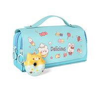 Vicloon Large Pencil Case, Big Capacity Pencil Pen Bag Multi Compartments Office Stationery Makeup Bag Stress Release Pencil Case School Students Girls Boys Teen Storage Organizer Gifts (Blue)