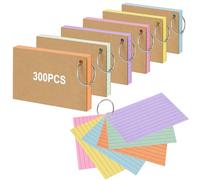 Vicloon Lined Index Card, Pack of 300 5 x 3 Inch Multicolored Vocabulary Cards for Study and Learning, School, Office, Home