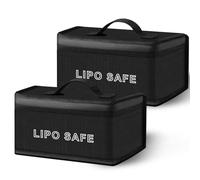 Vicloon Lipo Battery Bag, 2Pcs Fire Proof Battery Bag, Fireproof Lipo Safe Storage with Double Zip and with Durable Handle, liPo Guard bag for lipo Batterys Storage & Transportation & Charging, Black