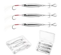 Vicloon Mackerel Lure, 3Pcs Sea Fishing Spinners, 30g Spinners with Bright Vibrations, Feathers, Fishing Lures for Sea Fishings Lure with Treble Hooks for Mackerel, Bass, Trout Fishings, Silver