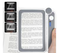 Vicloon Magnifying Glass with Light, 4X Reading Magnifier, Large Foldable Handheld with 10 LEDS and 3 Dimming Modes, Rectangular Magnify Glasses Lens for Low Vision Aids Person Elder (Gray）