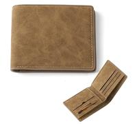 Vicloon Men and Women Minimalist PU Wallet, Blocking Bifold Wallet with Zip Coin, Carder Holder, Banknote Compartments, Minimalist Slim Mens Wallets for Work, Business, Travel, Brown