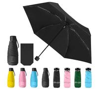 Vicloon Mini Travel Umbrella, Small Compact Umbrella with UPF50+ Protection, 210T Black Rubber Cloth & 6 Aluminum Alloy Ribs Folding Umbrellas, Lightweight Tiny Pocket Umbrellas (Black)