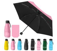 Vicloon Mini Travel Umbrella, Small Compact Umbrella with UPF50+ Protection, 210T Black Rubber Cloth & 6 Aluminum Alloy Ribs Folding Umbrellas, Lightweight Tiny Pocket Umbrellas (Pink)