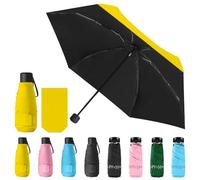 Vicloon Mini Travel Umbrella, Small Compact Umbrella with UPF50+ Protection, 210T Black Rubber Cloth & 6 Aluminum Alloy Ribs Folding Umbrellas, Lightweight Tiny Pocket Umbrellas (Yellow)