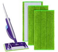 Vicloon Mop Pads for Flash Powermop, 3 Pack Reusable Microfiber Mop Pads, Microfiber Mop Cloth, Microfiber Replacement Mop Pads Cleaing Pads Suitable for Most Wet and Dry Mops - Green