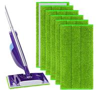 Vicloon Mop Pads for Flash Powermop, 6 Pack Reusable Microfiber Mop Pads, Microfiber Mop Cloth, Microfiber Replacement Mop Pads Cleaing Pads Suitable for Most Wet and Dry Mops - Green