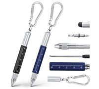 Vicloon Multi Tool Pen, 6 in 1 Multitools Gadgets for Men Dad, Grandad Gifts Include Ballpoint Pen, Touchscreen Stylus, Ruler, Carabiner, Flat and Phillips Screwdriver Dad Gifts (Black+Blue)