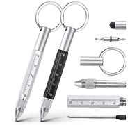 Vicloon Multi Tool Pen, 6 in 1 Multitools Gadgets for Men Dad, Grandad Gifts Include Ballpoint Pen, Touchscreen Stylus, Ruler, Key Chain, Flat and Phillips Screwdriver Dad Gifts (Black+Silver)