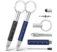 Vicloon Multi Tool Pen, 6 in 1 Multitools Gadgets for Men Dad, Grandad Gifts Include Ballpoint Pen, Touchscreen Stylus, Ruler, Key Chain, Flat and Phillips Screwdriver Dad Gifts (Black+Blue)