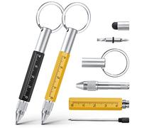 Vicloon Multi Tool Pen, 6 in 1 Multitools Gadgets for Men Dad, Grandad Gifts Include Ballpoint Pen, Touchscreen Stylus, Ruler, Key Chain, Flat and Phillips Screwdriver Dad Gifts (Black+Yellow)