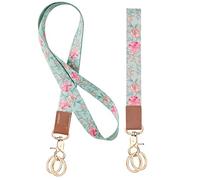Vicloon Neck Lanyard, 2 x Lanyard Strap Neck Badge, Lanyard Strap Neck Double Sided Print in Colour with Detachable Clip Ideal for Identification, Keys, Mobile Phones (Peony)