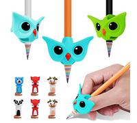 Vicloon Pencil Grips, 3Pcs Handwriting Grip Pencil Grips and 6Pcs Pen Cap Clips Set for Children Posture Correction Writing Aid for Toddlers, Preschoolers, Adults(Green, Sky blue, Light blue)