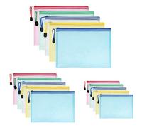 Vicloon Plastic Wallets, 15Pcs A4 A5 A6 Zip Lock Bags Mesh Document Wallet Document Folders Plastic Pockets Zipper File Wallet for School Office Homework Travel Storage Bags (Multicolor)