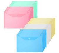 Vicloon Plastic Wallets, 20 Pcs A4 File Folders Foolscap Document Wallet Document Files Popper Wallet Envelope Folders for School Office Homework Travel Storage Bags