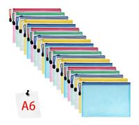 Vicloon Plastic Wallets, 20Pcs A6 Zip Lock Bags Mesh Document Wallet Document Folders Plastic Pockets Zipper File Wallet for School Office Homework Travel Storage Bags (Multicolor)
