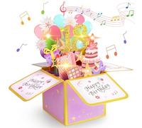 Vicloon Pop-up Birthday Gift Greeting Cards Box, 18th Birthday 3D Pop-Up Musical Greeting Cards with Envelope, Cool Pop up Birthdays Card with LED Blowable Candle and Lights, Gifts for Women Men