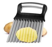 Vicloon Potato Chipper, Potato Crinkle Cutter, Stainless Steel Potato Chipper Chip Cutter, Wavy Blade Chips Potato Cutter French Fries, Fruits and Vegetables Waves Cutting Tool, Black