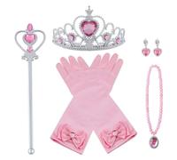 Vicloon Princess Dress Up Accessories, Princess Costumes Set, Included Princess Crown, Gloves, Magic Wand, Necklace, Ring, for Kids Girls Halloween Party Cosplay Set for 3-9 Year