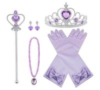 Vicloon Princess Dress Up Accessories, Princess Costumes Set, Included Princess Crown, Gloves, Magic Wand, Necklace, Ring, for Kids Girls Halloween Party Cosplay Set for 3-9 Year