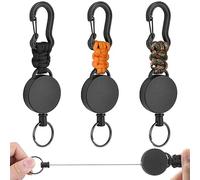 Vicloon Retractable Badge Reel, 3Pcs Retractable Keyring, Heavy Duty Carabiner Keychain Reel Clips Extendable Key Chain with 60cm Extendable Steel Wire for ID Card Holder (Carabiner)
