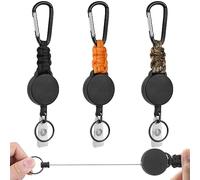 Vicloon Retractable Badge Reel, 3Pcs Retractable Keyring, Heavy Duty Carabiner Keychain Reel Clips Extendable Key Chain with 60cm Extendable Steel Wire for ID Card Holder (D Buckle)