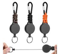 Vicloon Retractable Badge Reel, 3Pcs Retractable Keyring, Heavy Duty Carabiner Keychain Reel Clips Extendable Key Chain with 60cm Extendable Steel Wire for ID Card Holder (Gourd Buckle)