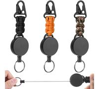 Vicloon Retractable Badge Reel, 3Pcs Retractable Keyring, Heavy Duty Carabiner Keychain Reel Clips Extendable Key Chain with 60cm Extendable Steel Wire for ID Card Holder (Olecranon Buckle)