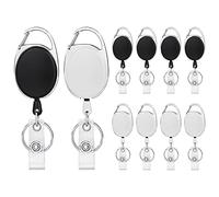 Vicloon Retractable Keyring, 10Pcs Retractable Badge Reel, Badge Holder Clip Key Lanyard Belt Clip Extendable Key Chain Belt Reel for Keys Ring ID Card Badges Holder (Black, White)