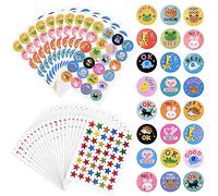 Vicloon Reward Stickers for Children, 1200 Motivational Stickers, 20pcs Star & Animal Rewards