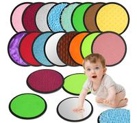 Vicloon Sensory Mats, 16 PCS Mini Tactile Sensory Tiles, Sensory Toys for Autism, Sensory Room Equipment Sensory Walls for Kids Toddler Fidgeting (Round)