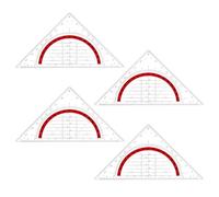Vicloon Set Square, 4pcs 45° Triangle Ruler, Transparent Plastic Triangular 180° Protractor, Geometry Set for Student Teacher School Office Math Classroom (Red)