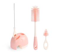 Vicloon Silicone Baby Bottle Brush, 4 in 1 Stand Bottle and Teat Cleaning Brush, Bottle Cleaner Brush for Cleaning Water Bottles Baby Bottles Glass Cup Thermoses(Pink)