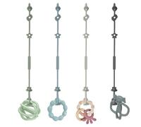 Vicloon Silicone Toy Clip, 4Pcs Toy Safety Straps, Food Grade Silicone Pacifier Clips Sippy Cup Strap, Adjustable Stroller Pacifier Strap Hanging Toys, Anti Drop Chain for 18+ Month(Blue/Green)
