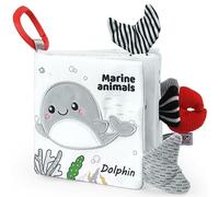 Vicloon Soft Toys - Baby Bath Cloth Book with 3D Animals, Tails, Crinkle Sensory Touch, First Year Development Learning Book - Ocean