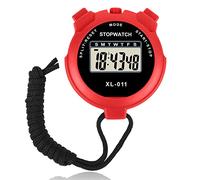 Vicloon Sport Stopwatch Timer, Multi-Function Sport Digital Stopwatch Large Display, Single Lap/Split Memory Stopwatch with12/24 Hour Clock Alarm Calendar for Training Swimming Running(Red)