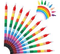 Vicloon Stackable Coloured Pencil, 10 x Mini Wax Colouring Pencils for Children and Toddlers, for Parties, Birthdays, Christmas Gifts, Fun, Friends Gift Ideas (10 Pieces 12 Colours)