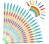 Vicloon Stackable Coloured Pencils, 20 x Mini Wax Colouring Pencils for Children and Toddlers, for Parties, Birthdays, Christmas Gifts, Fun, Friends Gift Ideas (20 Pieces 11 Colours)