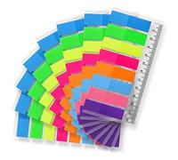 Vicloon Sticky Notes Flags Index Tabs, 1280PCS Multicolour Flag Tabs Plastic Page Markers with Transparent Measuring Tool Mini File Tabs Index Stickers