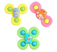 Vicloon Suction Cup Spinner Toys, 3-Pack Baby Bath Spinners with Suction, Dinosaur Design for 18+ Months