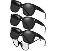 Vicloon Trendy Wear Over Sunglasses, 3 Pcs UV380 Oversized Polarized Sunglasses for Women Men, Protection Eyewear for Driving, Beaches, Parties, Lightweight